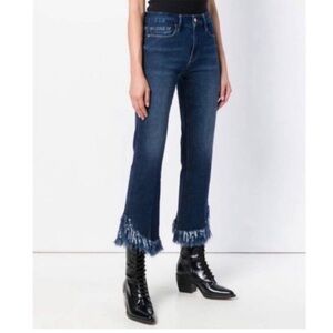 Frame Le High Straight Jeans Lambeth Lane Straight Shredded Fray Fringe Hem 28